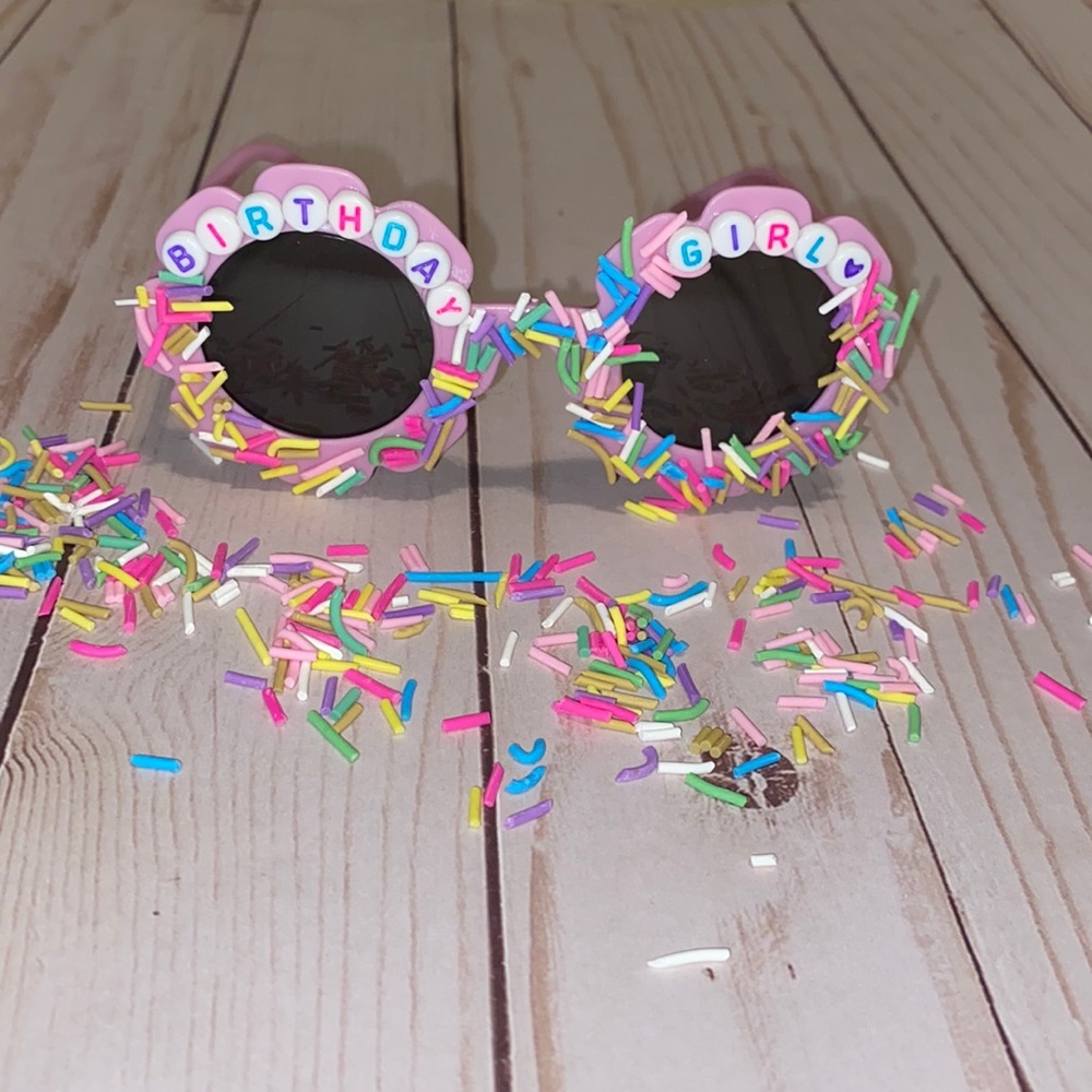 Birthday Girl kids multi colored sprinkled sunglasses